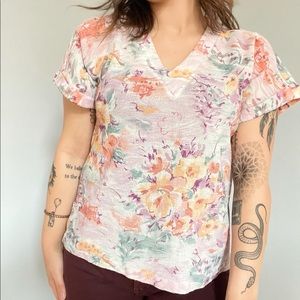 Vintage Pastel Floral Knit Top